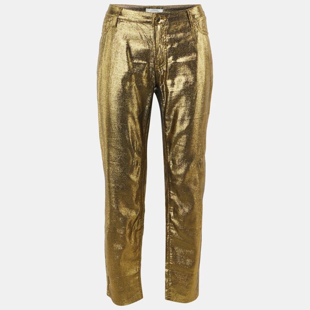 Versace Collection Gold Metallic Slim Fit Jeans L